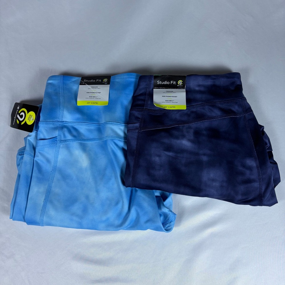 Bundle of 2 C9 Champion Studio Fit Capri Leggings Blue and Purple Tie Dye XXL